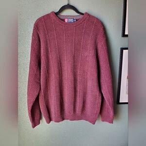 Chaps Men's Burgundy Ribbed Crewneck Sweater